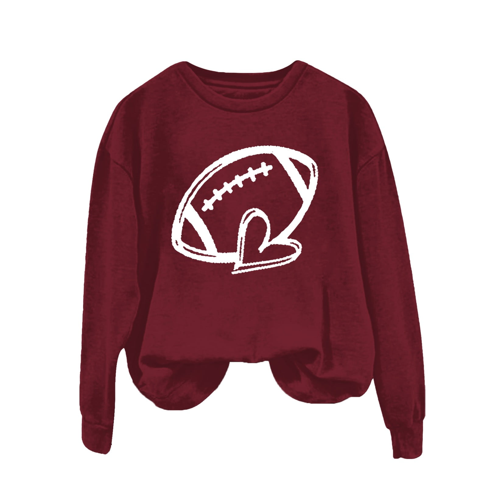 Holzkary Women s Football Game Day Sweatshirt Women s Rugby Printed Pullover Round Neck Casual Graphic Print Oversized Crewneck Sweatshirts Long Sleeve Pullover for Gameday Hoodies Wine S