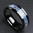 thumbnail image 3 of Wedding Rings For Men or Women. 8mm Black Tungsten Band Silver Blue Celtic, 3 of 4