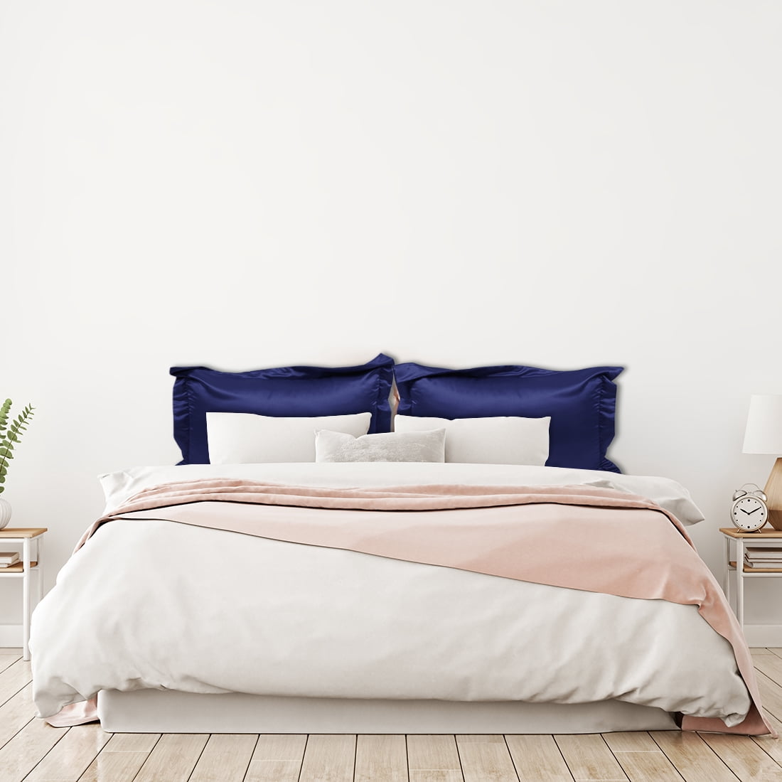 Unique Bargains 2-Pack Satin Pillow Shams Queen Size 20" x 30" Navy