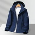 thumbnail image 2 of Men's Windbreakers Solid Color Outdoors Mountaineering Wearproof Warm Zipper Multi-pocket Coat Long Sleeve Jacket Navy 4XL Windbreaker Jackets for Men, 2 of 3