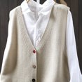 thumbnail image 6 of Sexlip Women V Neck Knit Vest Sleeveless Colorful Button Front Loose Fit Thick Knit Cardigan Waistcoat Casual Transitional Layering Outerwear Beige Free Size, 6 of 6