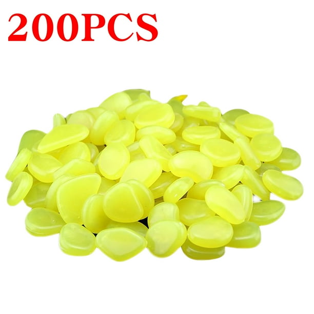 Fiudx Piedras Luminosas, 200 Unidades En La Oscuridad, Decorativas para Pasarelas y Acuarios, Se Cargan con La Luz Solar para Un Brillo Duradero, para Jardín Al Aire Libre, Pecera, Tamaño de 2,5 Cm