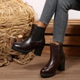 thumbnail image 5 of Dakaela Women's Chelsea Platform Boots High Chunky Heel Ankle Booties Slip on Elastic Combat Riding Boot, 5 of 8