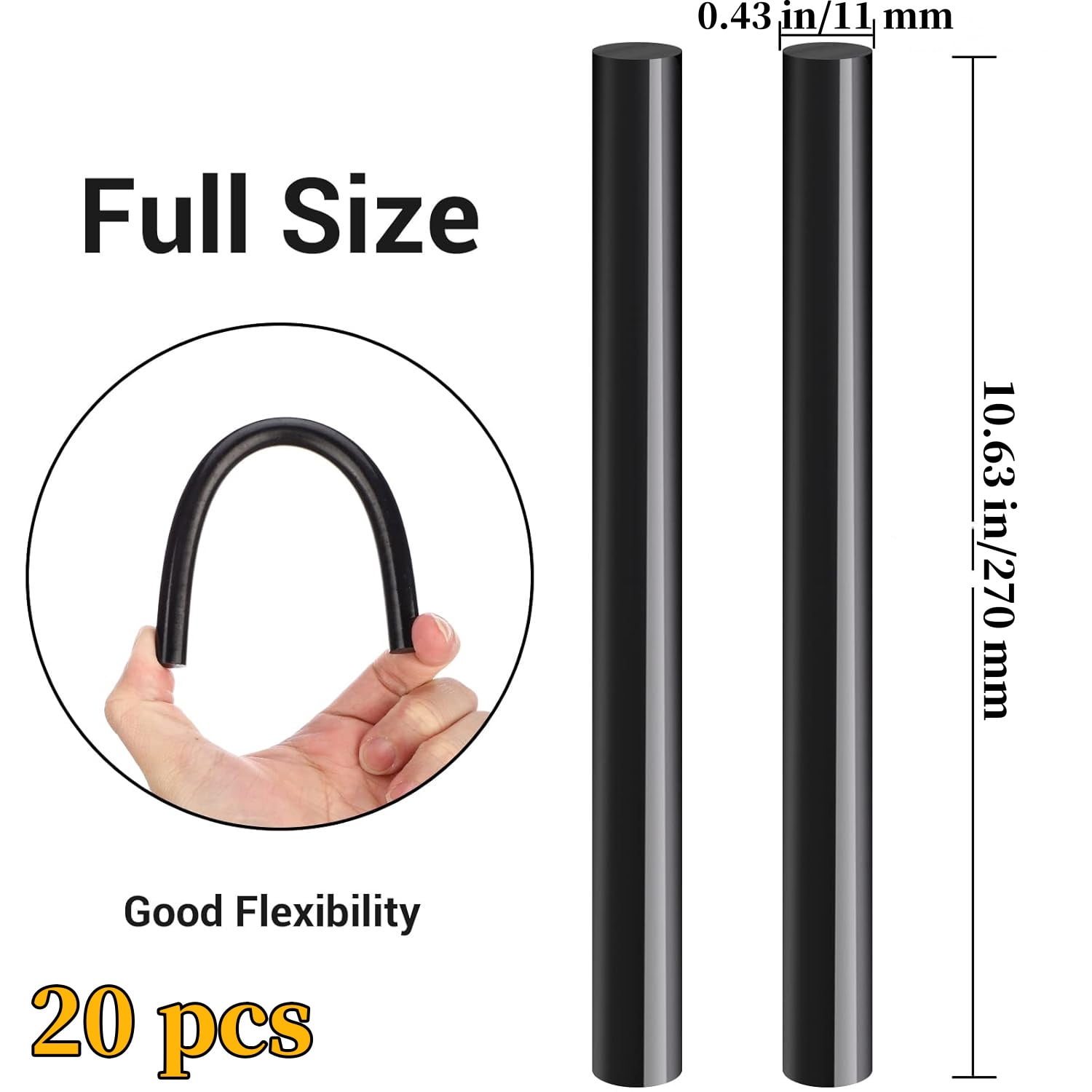 Black Hot Glue Sticks,Topboutique 10.63 x 0.43 in Full Size Glue Stick for Hot Melt Glue Gun,Dent Repair Tool for Car Repair Dent Remover,Hot Melt Glue Gun Sticks for Art,Craft DIY,Card Making