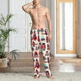 thumbnail image 5 of Uemuo Rocket Pattern Pattern Men's Wide Leg Palazzo Lounge Pants with Pockets Light Weight Loose Comfy Casual Pajama Pants-Small, 5 of 9