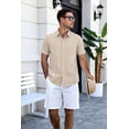 thumbnail image 5 of COOFANDY Men's Relaxed Fit Button-Up short Shirt with Decorative Stripes - Casual and Office Wear, 5 of 9