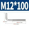 thumbnail image 2 of L Shape Foundation Bolts 304 Stainless Steel Right Angle Anchor Bolt Long Square Bend Screw，M4 M5 M6 M8 M10 M12 L Shaped Screws, 2 of 6