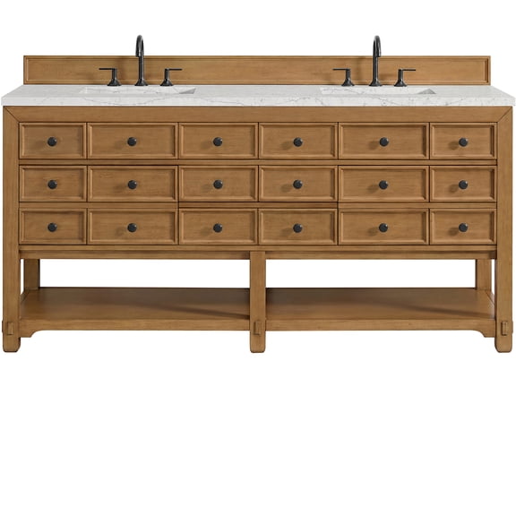 James Martin Vanities 505-V72-AMB-FEJP Malibu 72" Free Standing Double Basin Birch Wood