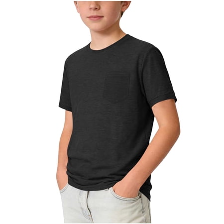 Tsesme Summer T-Shirt for Boys Loose Fitss Round Neck Short Sleeve Tops Soft Breathable Casual Basic Tee for 5-15 Years 11T