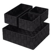 3 in 1 Bin Container Box,Foldable Desktop Storage Wicker Basket Home Storage Box Nylon Storage Basket for Garden Sundries Organizer _Black