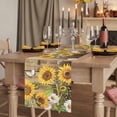 thumbnail image 2 of Table Runners 48 Inches Long Dress Scarves, Farmhouse Sunflowers Farmhouse Kitchen/Dining Table Runner, Short Coffee Tablerunners, Rustic Floral Buttterfly Wood Board Brown 13x48 Inch, 2 of 9