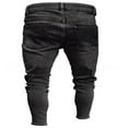 thumbnail image 5 of OUSITAID Men Ripped Jeans Letter Embroidery Pattern Stretch Skinny Zipper Solid Color Straight Leg Pencil Pants, 5 of 5