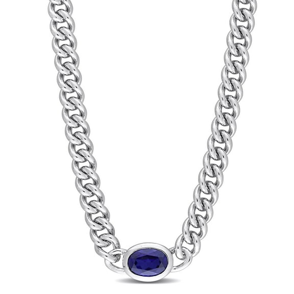 Everly Women's Created Sapphire Sterling Silver Necklace