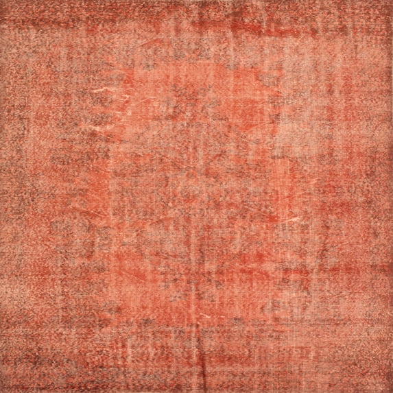 Ahgly Company Machine Washable Indoor Square Contemporary Orange Red Area Rugs, 6' Square