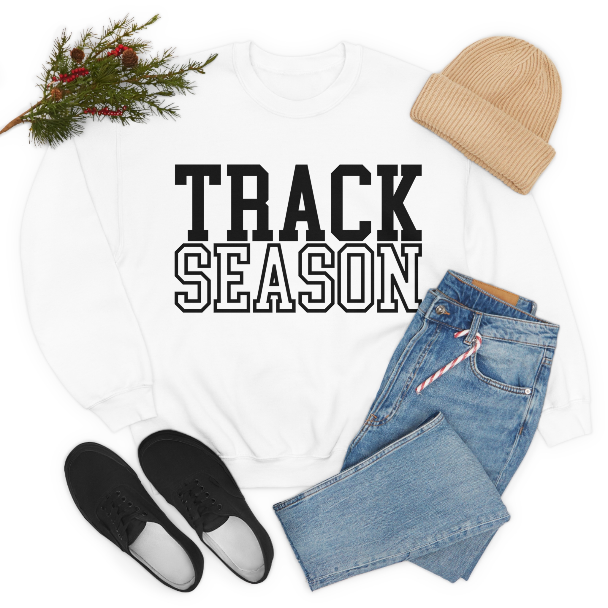 Track Season Sweatshirt Trendy Track and Field Long Sleeve Shirt White XL