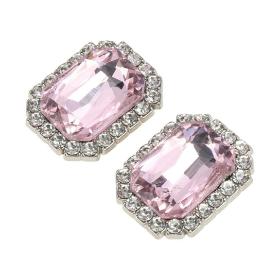 Unique Bargains 2 Pcs Shoe Accessories Fashionable Gemstone Style with Detachable Clip Shoe Decorations Pink
