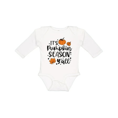 

Inktastic Thanksgiving It s Pumpkin Season Y all with Fall Leaves Boys or Girls Long Sleeve Baby Bodysuit