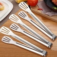 thumbnail image 2 of Pinzas de cocina de acero inoxidable, juego de 3 pinzas para servir para cocinar, freír, buffet, ensalada (plata de 9 pulgadas) JM, 2 of 5