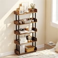 thumbnail image 6 of 5-Tier Anti-Tipping Open Bookcase with Elevated Legs,  Rustic Brown Display Rack for Home Office, 6 of 9