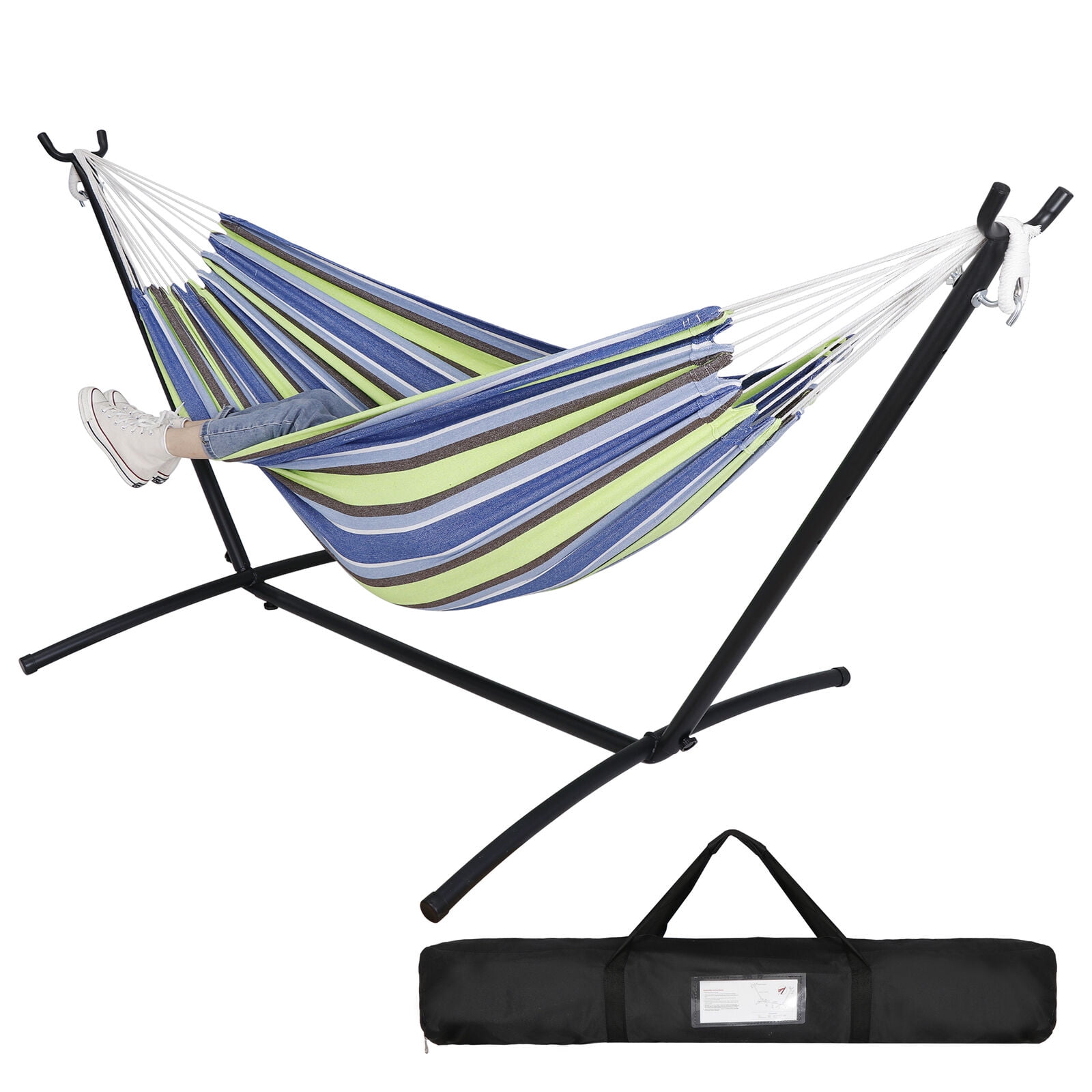 9FT Space Saving Steel Hammock Stand Outdoor Patio Portable /w Carrying Case Bag 