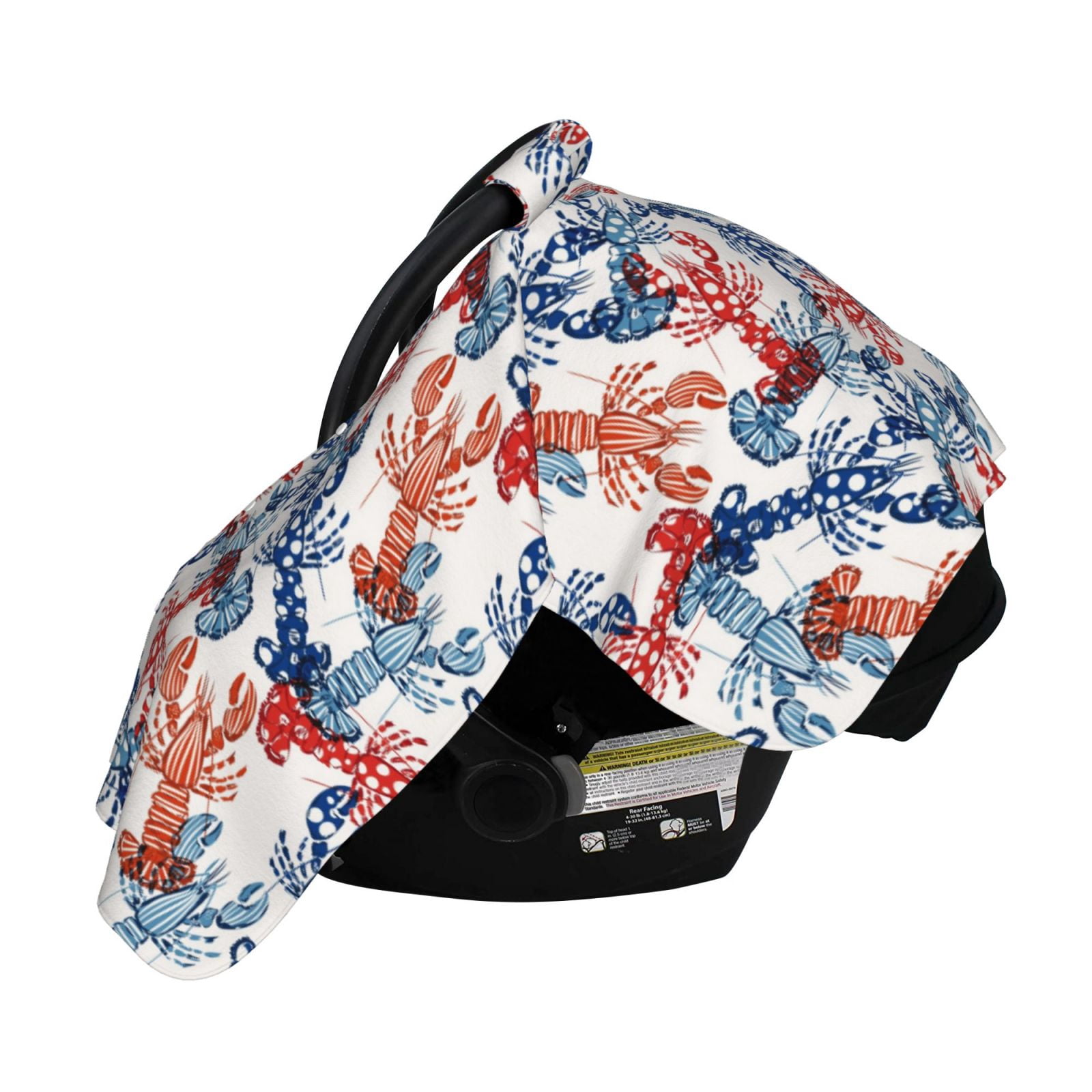 Naloa Red Lobster Baby Car Seat Cover, Breathable Baby Carrier Cover, Multiuse Baby Carrier Cover & Nursing Breastfeeding Cover