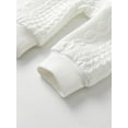 thumbnail image 5 of Infant Baby Boy Girl Knit Sweater Romper Long Sleeve Hooded Button Up Winter Outfits White 0-3 Months, 5 of 6