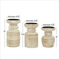thumbnail image 4 of DecMode 3 Candle Brown Wood Pillar Candle Holder with White Wash Finish, Set of 3, 4 of 8