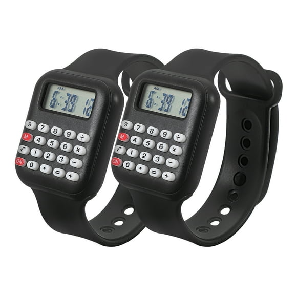 KAKOWELY 2pcs Portable Multi-Function Children Electronic Calculator Wrist Watch For Kids Boys And Girls Small And Creative Calculation Watch8.86"X1.38"X0.39"