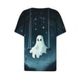 thumbnail image 4 of FDGIU Halloween Shirts for Women Women's Halloween Printed Button Short Sleeved V-neck Top/shirt Spooky Season Graphic, 4 of 5