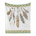 thumbnail image 1 of Hippie Soft Flannel Fleece Throw Blanket, Graphic of Eastern Old Hippie Mysticism Image Print, Cozy Plush for Indoor and Outdoor Use, 60" x 80", Brown and Mint, by Ambesonne, 1 of 6