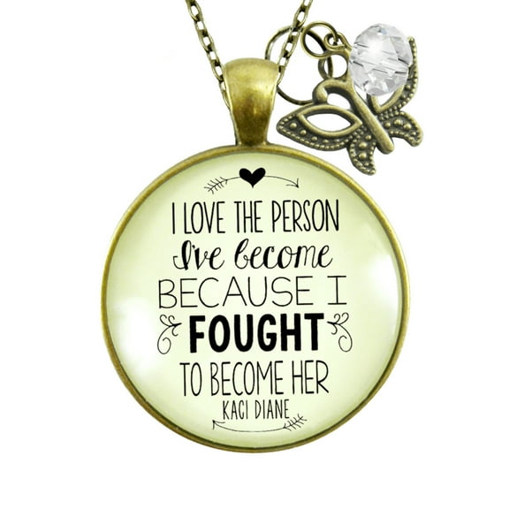 I Love Person I've Become Necklace Gutsy Goodness Bronze Metal Female Adult Jewelry