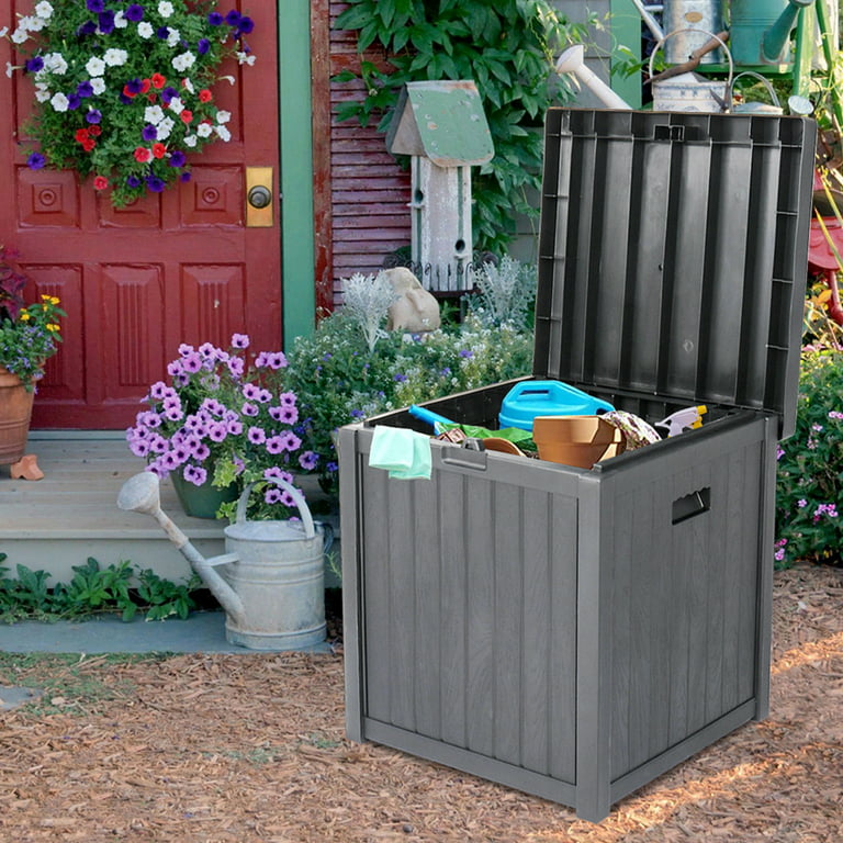Pool Deck Storage Box, Plastic Outdoor Storage Box for Backyard
