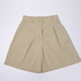 thumbnail image 6 of Clearance Sale! Women's High Waist Wide Leg Bermuda Shorts Casual Knee Length Shorts With Pockets Elastic Waist Summer Wear Stretchy Fit Khaki XL Size, 6 of 8