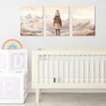 thumbnail image 2 of Baby Girl Adventure Nursery Decor, Adventure Nursery Wall Art, Watercolor Mountain Landscape, Woodland Decor for Kids Room, Baby Girl Set of 3 Canvas Set, Framed 16"x24", 2 of 5