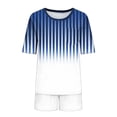 thumbnail image 4 of Conjunto de pijama de mujer de moda de color sólido de manga corta cuello redondo y pantalones con poliéster suave, desgaste de casa transpirable para verano diario, 4 of 9