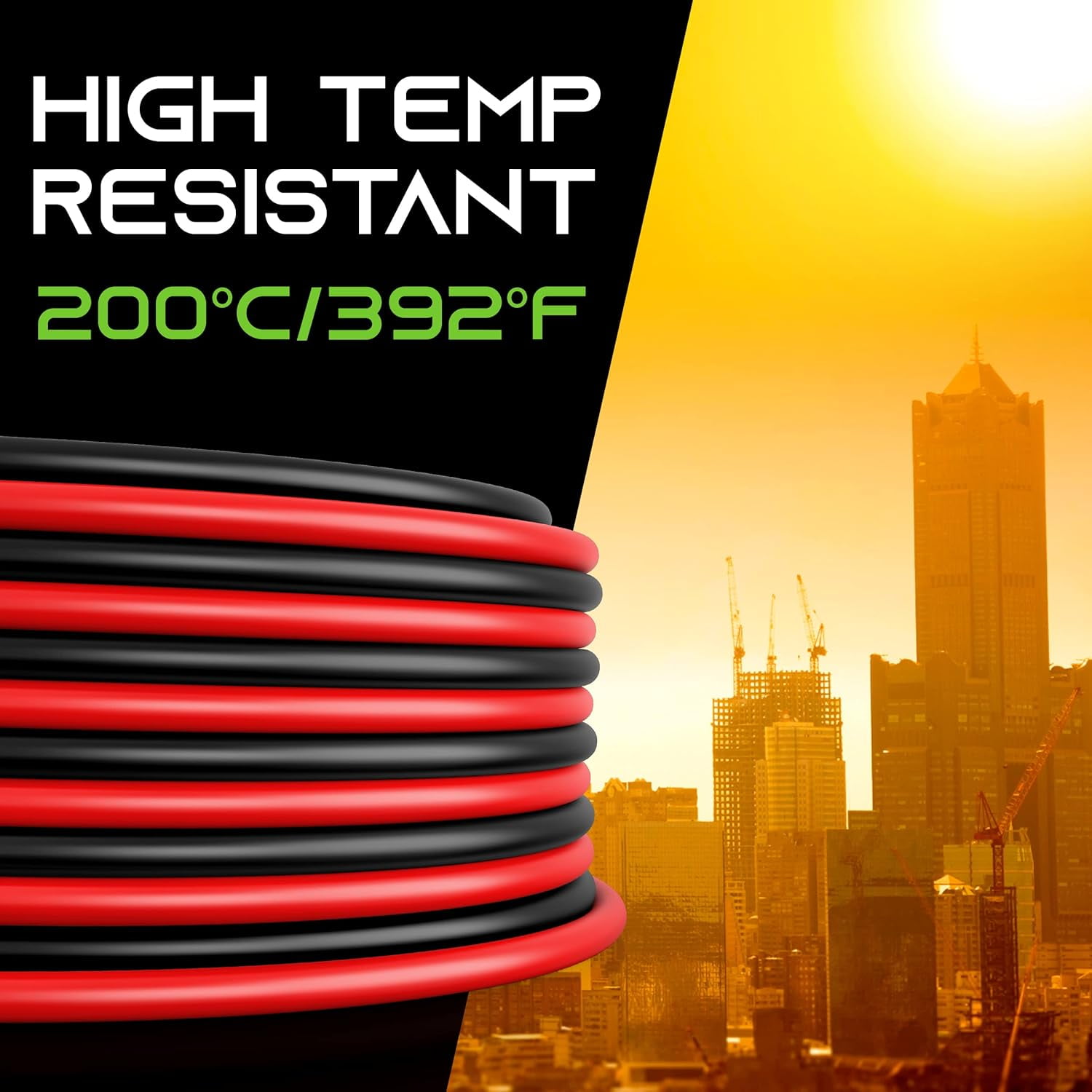 GEARit 14 Gauge Silicone Wire Power Supply Cable 600v Tinned Ofc Copper Stranded Flexible Electrical Wire 100ft for Auto, Trailer, Amp