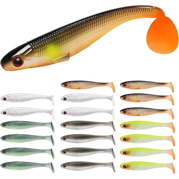 TRUSCEND Shadtale Easy Catch Soft Fishing Lures, Unique Vibration and Action for Various Rigs, Paddle Tail Swimbaits Trailer for Bass, Trout, Crappie, Walleye, Redfish, Saltwater & Freshwater Fishing