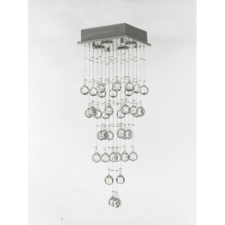 - Modern Crystal Rain Drop Chandelier 4 Lights with 40MM Crystal Balls