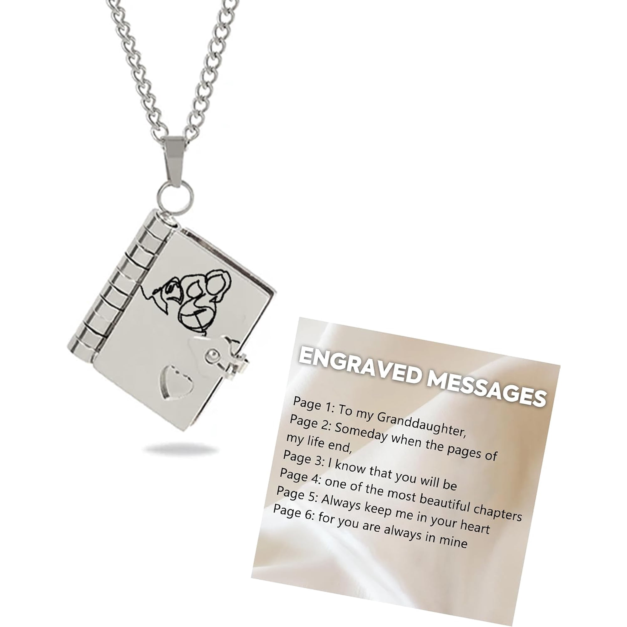 A book necklace for my granddaughter, a gift from my grandparents, a graduation gift for my granddaughter, a heart-shaped locket necklace for women.