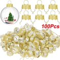 thumbnail image 1 of Tapas de bolas de Navidad para decoración del hogar, colgador de Metal extraíble de 50/100 piezas, color dorado y plateado, adorno para árbol de Navidad, Año Nuevo, 2024, 1 of 4