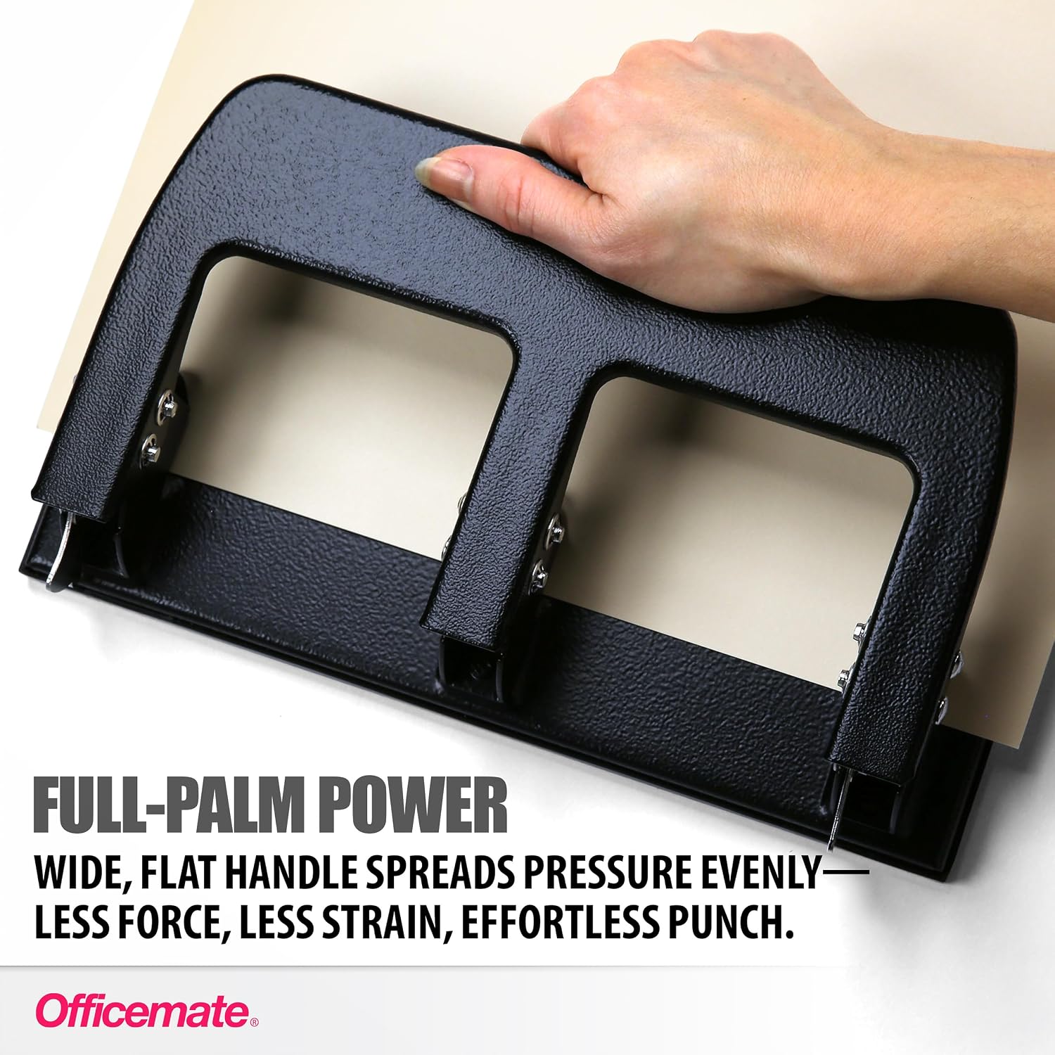 OfficeMate Medium Duty 3-Hole Punch with Ergonomic Handle photo 3