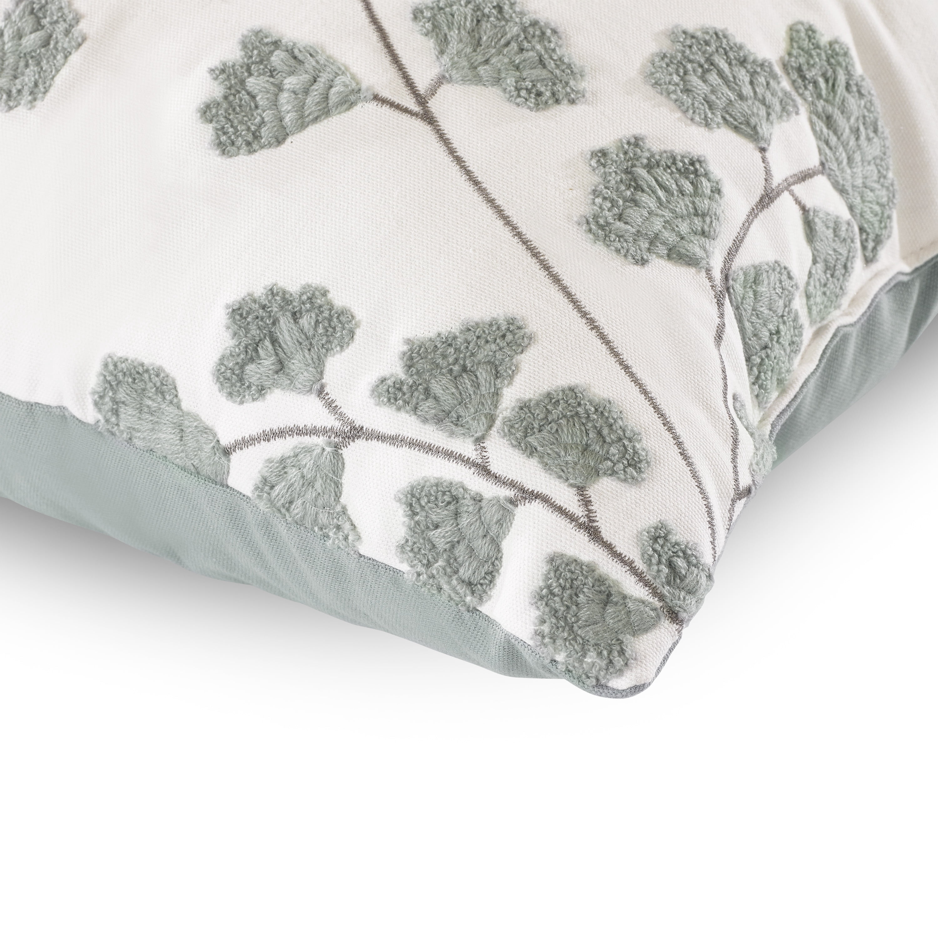 Mainstays 18"x18" Sage Embroidered Fern Cotton Decorative Throw Pillow