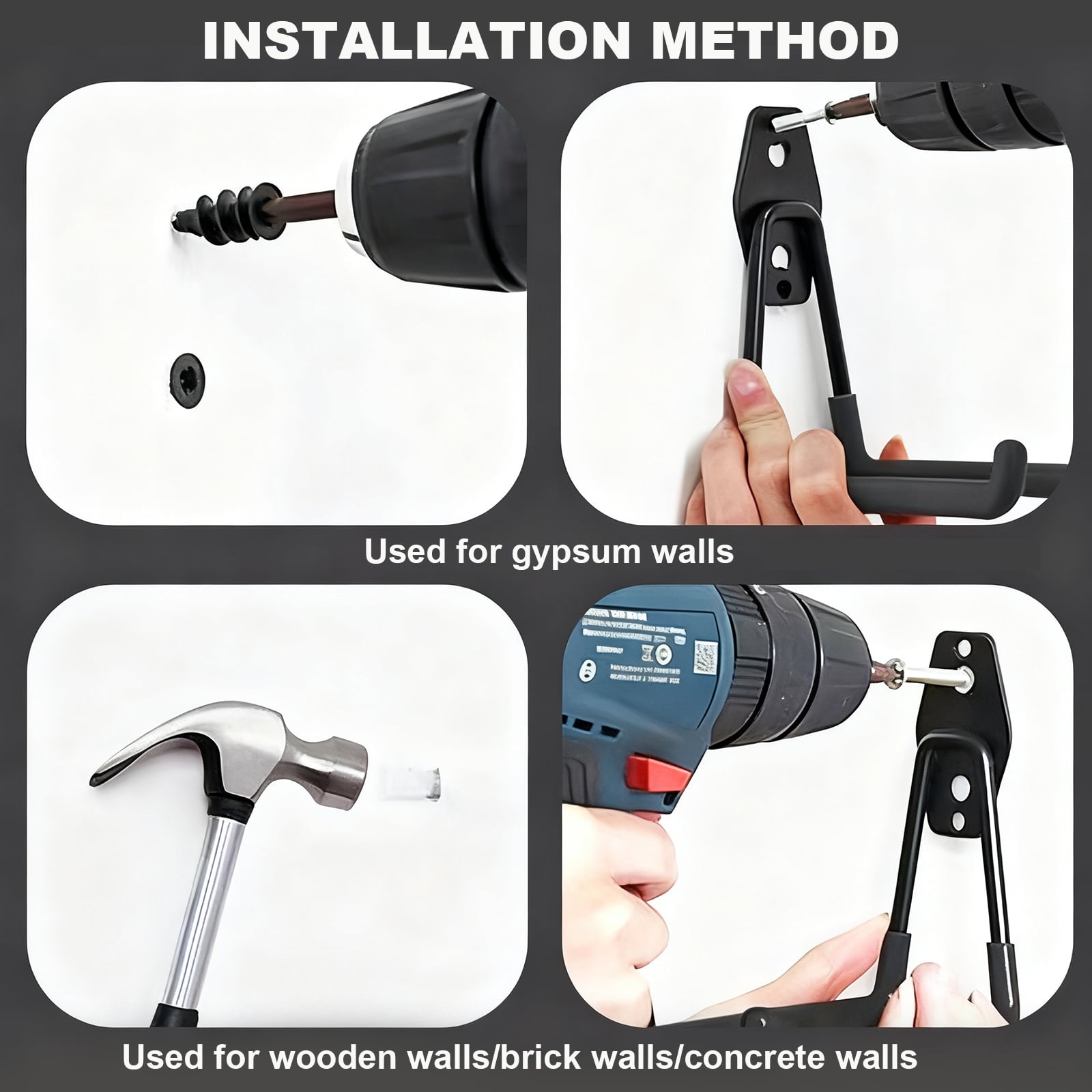 Metal Heavy Duty, 12-Pcs Garage Wall Hooks, Ideal for Organizing Power Tools & Saving Storage Space