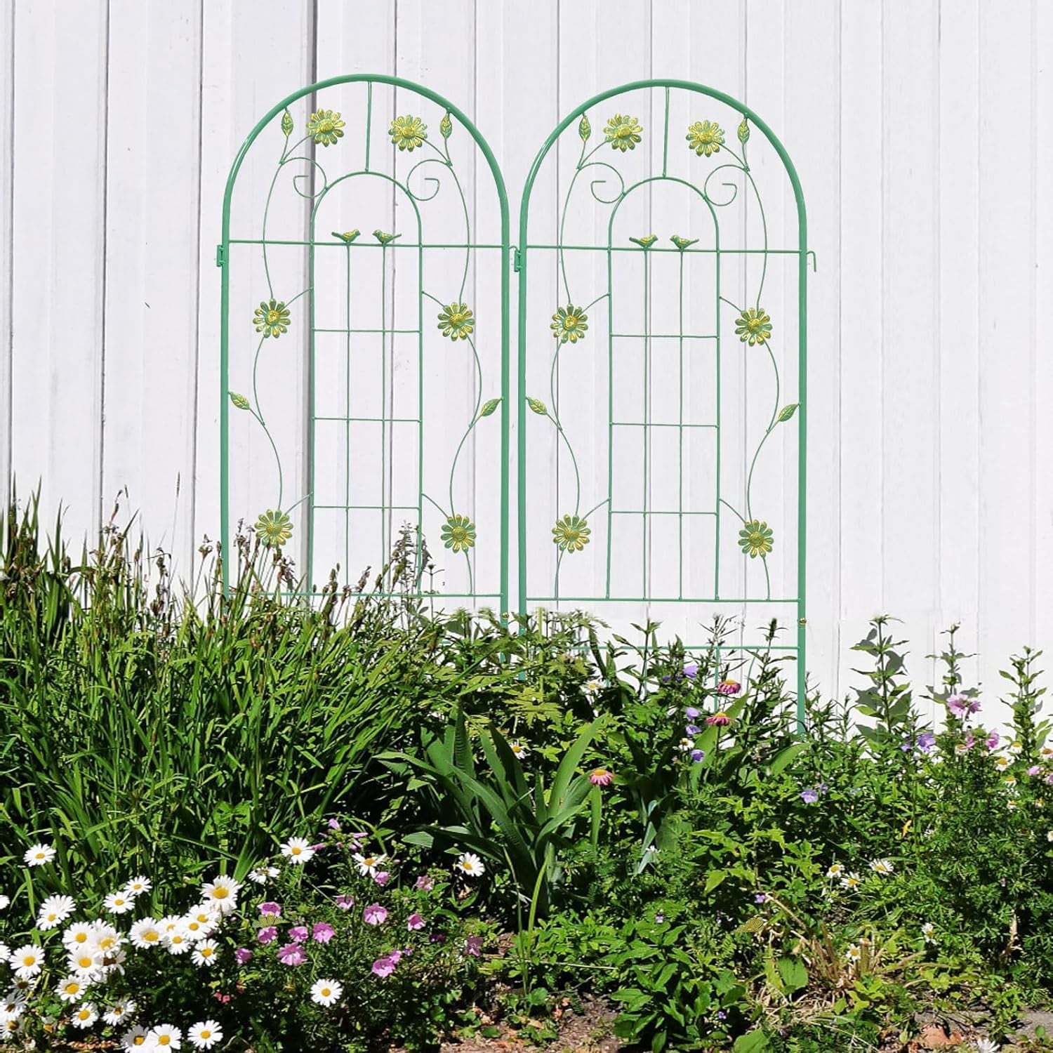 4 Pack Large Garden Trellis 86.7" H x 19.7" W Heavy Duty Rustproof Green Iron Plant Trellis for Potted Plant Support Metal Climbing Rose Trellis Vine Vegetable Cucumber