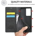 thumbnail image 3 of Case for Samsung Galaxy S21 Ultra 5G, Vintage Classic Matte Leather Wallet Case Flip Notebook Style Cover with Magnetic Closure Kickstand Card Slots - Black, 3 of 14