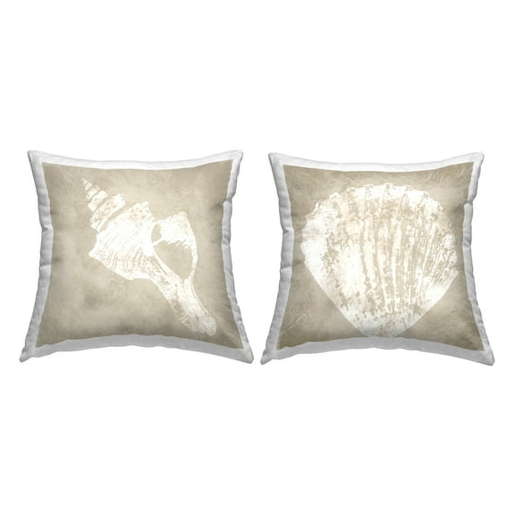 Stupell Industries Sandy Shell Impressions Decorative Printed Throw Pillow Design by Carol Robinson.