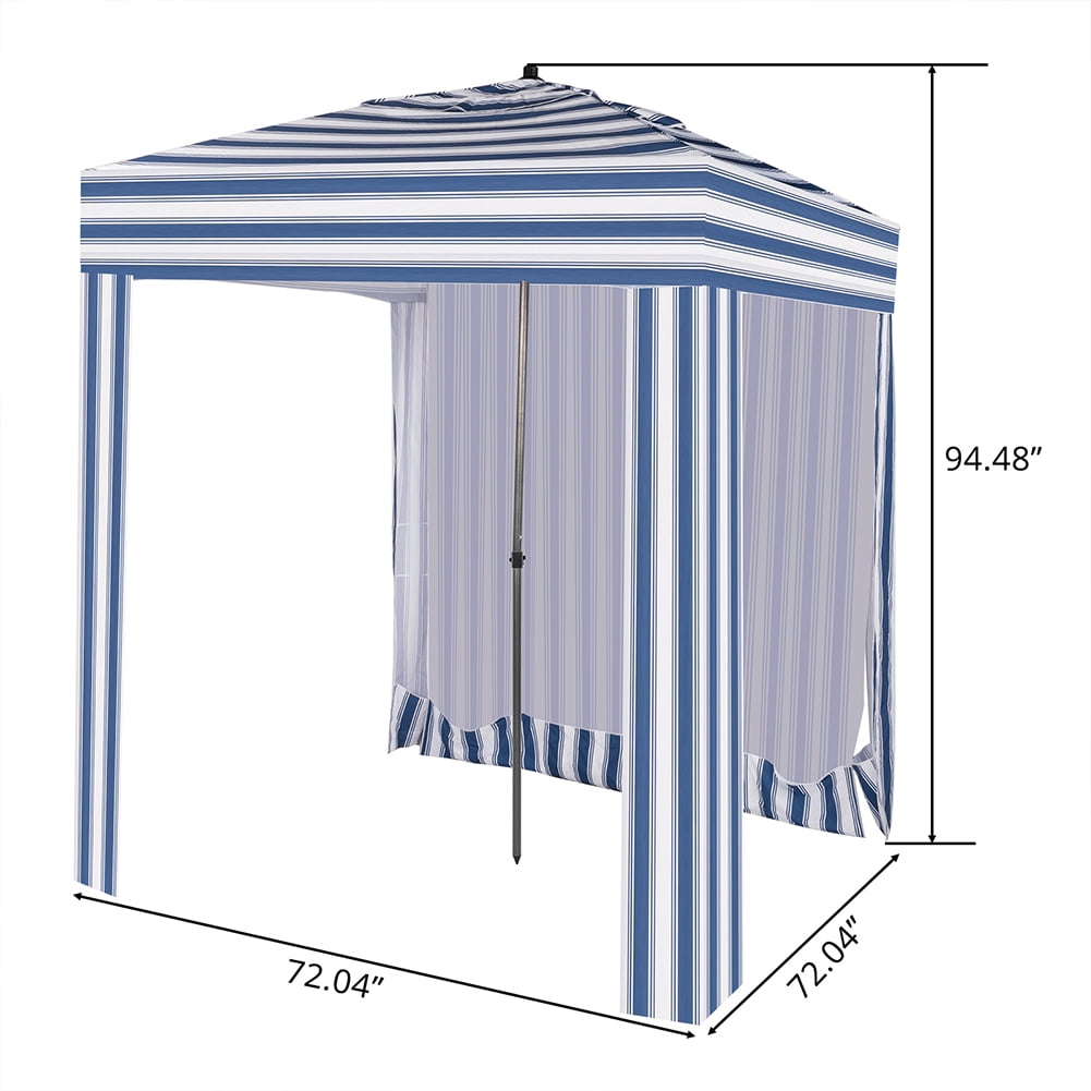 Kadyn 6 x 6Ft Square Shelter Tent, Fabric Beach Awning for Outdoor, Blue And White Stripes Kadyn 6 x 6Ft Square Shelter Tent, Fabric Beach Awning for Outdoor, Blue And White Stripes