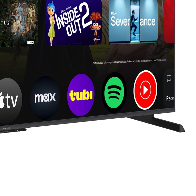 Philips 100" Class QLED+ 4K UHD (2160p) 144Hz Google Smart TV (100PQL7556/F7) display and camera view