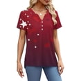 thumbnail image 5 of HEILAU 4th of July Shirts for Women Plus Size American Flag Graphic Tees Independence Day V Neck 2025 Button Short Sleeve Summer Shirt Patriotic T Shirts, 5 of 8