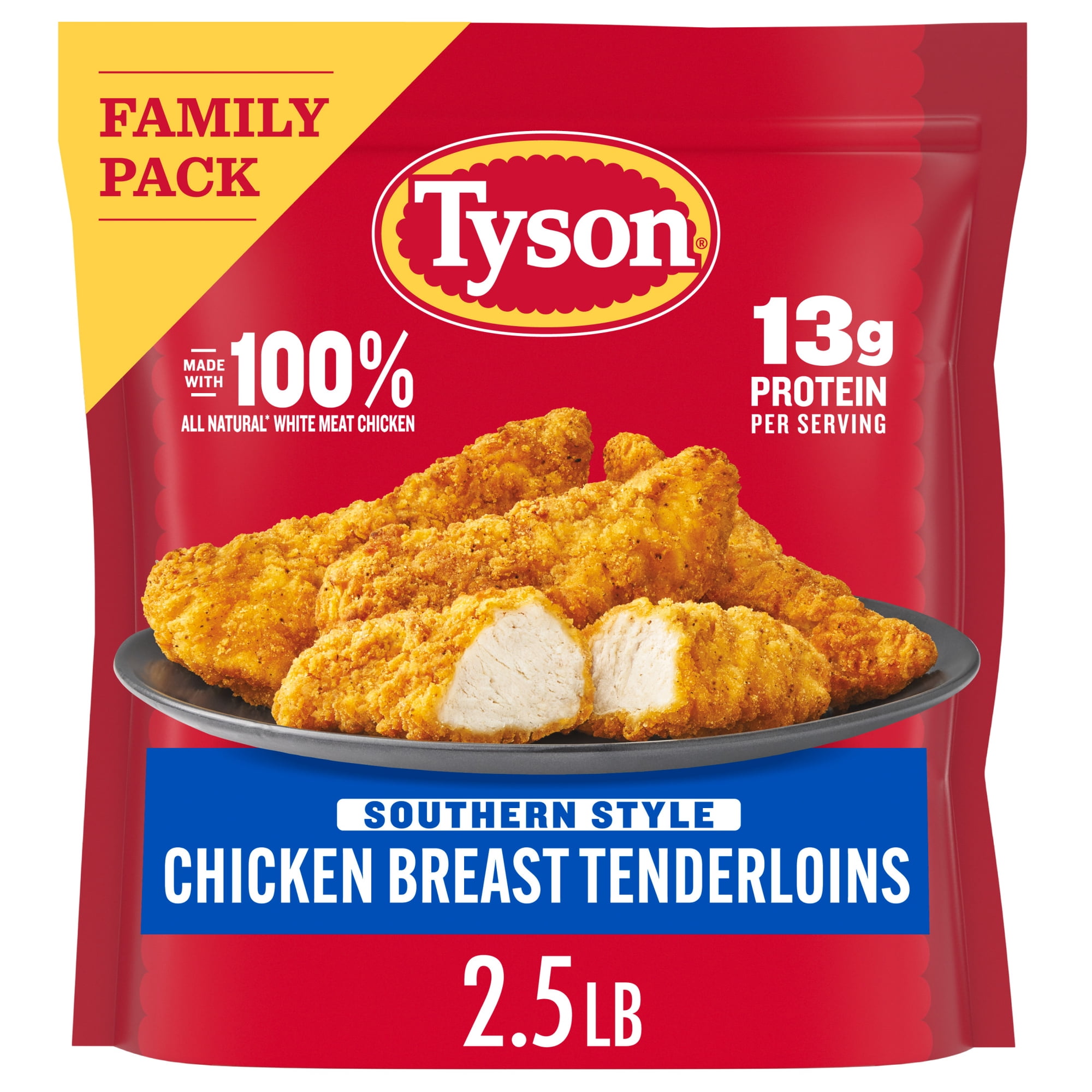 Tyson Southern Style Chicken Breast Tenderloins, Family Pack, 40 oz (Frozen, Fully Cooked)